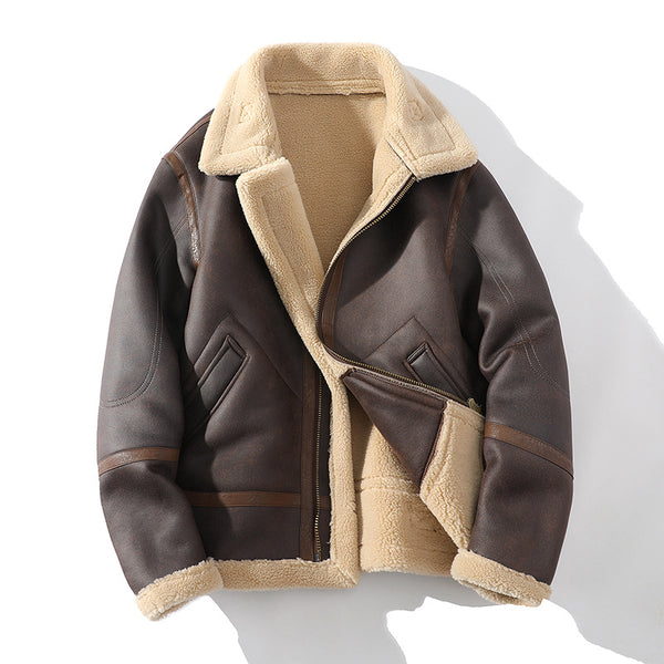 Chaqueta Polo Casual Talla Grande con Forro de Lana y Cuello Integrado