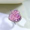 Sterling Plateado Diamond Heart Ring Ice Cut High Carbon Diamond Center Stone Rosado 5