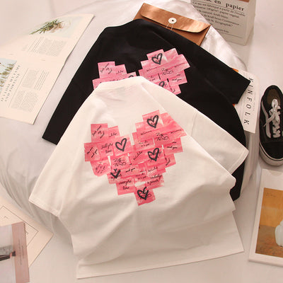 Playera Estampada Alfabeto Cartoon para Parejas - Unisex Manga Corta - Image 10