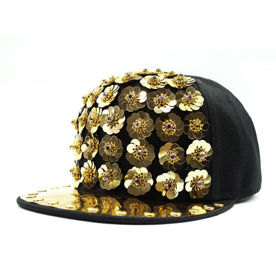 Gorra de Béisbol Hip Hop con Lentejuelas Florales y Visera Plana - Image 10