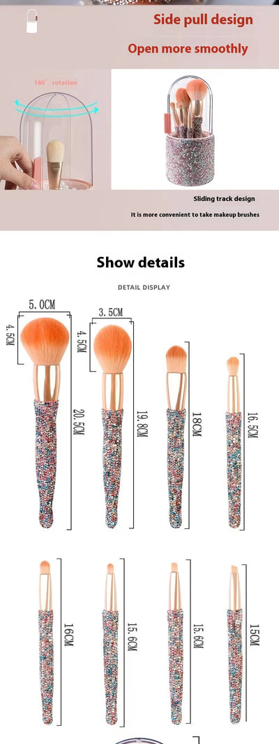 Set de 8 Brochas de Maquillaje Lujo con Diamantes Incrustados - Image 15