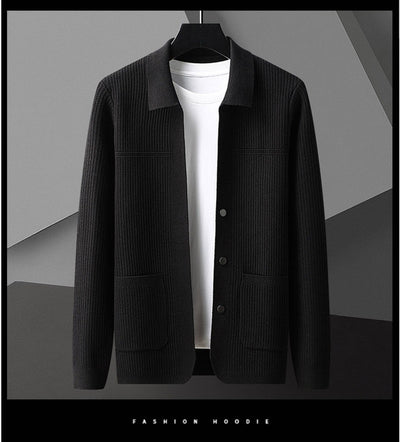 Suéter de Cuello Solapa Grueso para Hombre - Manga Larga Otoño Invierno con Bolsillos - Image 21