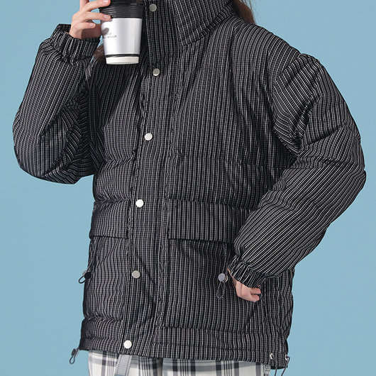 Chaqueta Acolchada Suelta a Rayas para Hombre