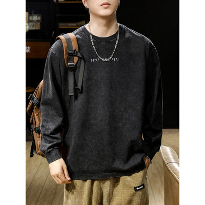 Camiseta Vintage Desgastada Estilo Americano de Manga Larga para Hombre - Image 6