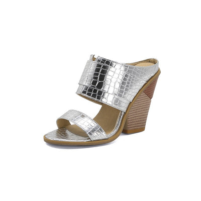 Sandalias y Pantuflas de Tacón Grueso con Punta Abierta y Diseño Coordinado - Image 3
