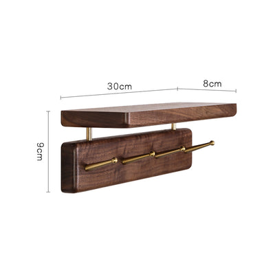Perchero de Pared Nórdico en Madera Maciza con Ganchos de Latón - Estilo Japonés Nogal Negro - Image 19