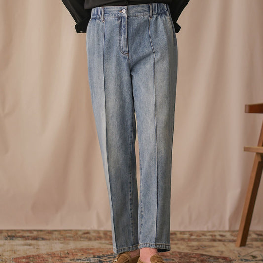 Pantalones Cropped Cintura Elástica Estilo Ejecutivo