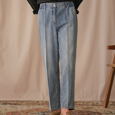 Pantalones Cropped Cintura Elástica Estilo Ejecutivo