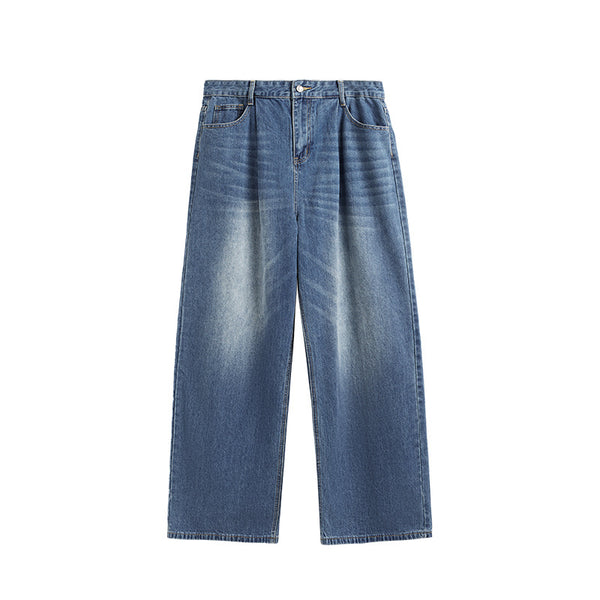 Pantalones Vaqueros Rectos Talla Alta para Hombre - Corte Ancho Lavado - Image 6