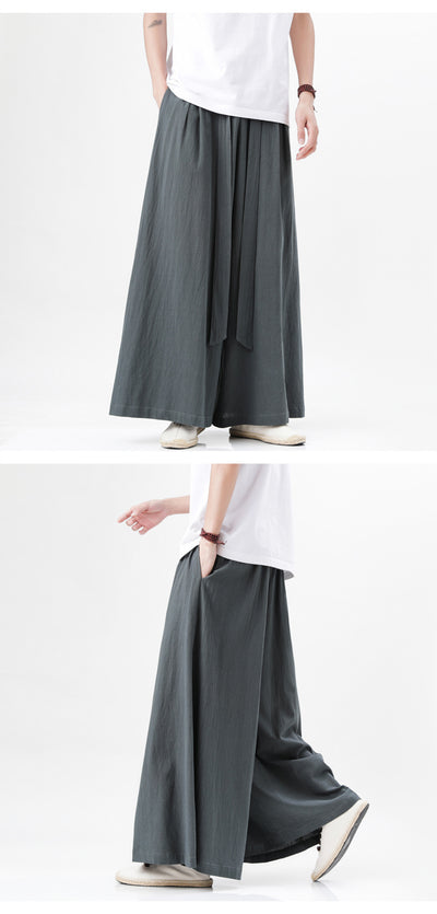 Pantalones Holgados de Algodón y Lino Talla Grande Estilo Chino para Hombre - Image 15