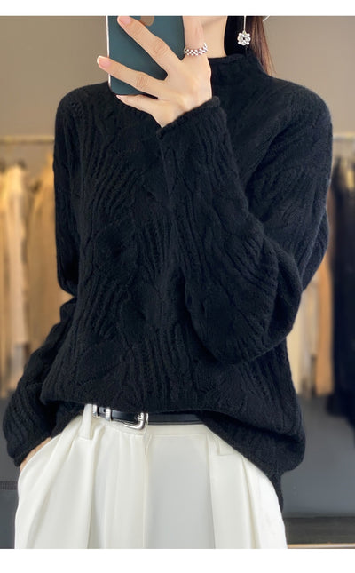 Suéter Hueco Cuello Alto Liso para Otoño e Invierno - Image 13