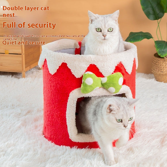Árbol Rascador Doble para Gatos - Nido Cuatro Estaciones Universal