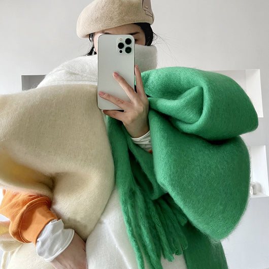 Bufanda de Mohair Premium en Colores Sólidos para Mujer