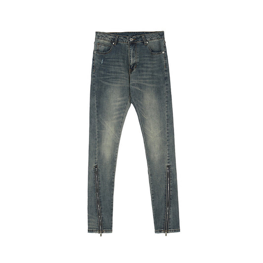 Pantalones Slim Fit Rotos con Cierre - Diseño Urbano Moderno