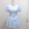 Vestido Corto con Falda Globo Cinturada