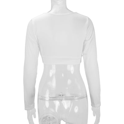 Blusa Manga Larga Entallada Cuello V Sexy para Mujer - Image 20