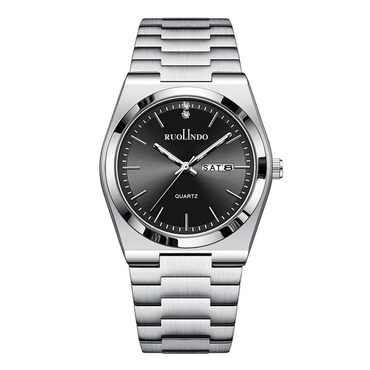 Reloj de Hombre Acero Inoxidable Doble Calendario con Esfera Luminosa - Image 6