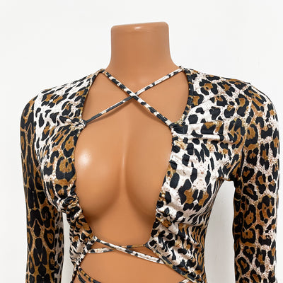 Jumpsuit Estampado Leopardo Ajustado de Manga Larga - Image 9