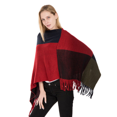 Chal Tejido de Cuadros Multicolor Cálido - Estilo Europeo para Otoño e Invierno - Image 3