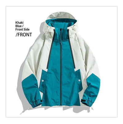 Chaqueta Bomber Impermeable y Cortavientos para Parejas - Diseño Color Block Casual - Image 25