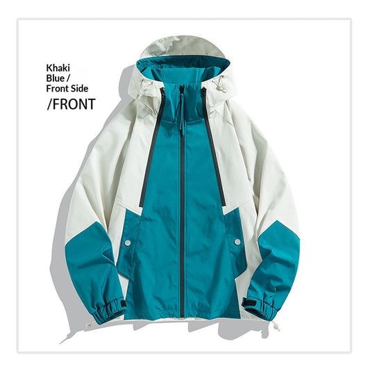Chaqueta Bomber Impermeable y Cortavientos para Parejas - Diseño Color Block Casual - Image 25