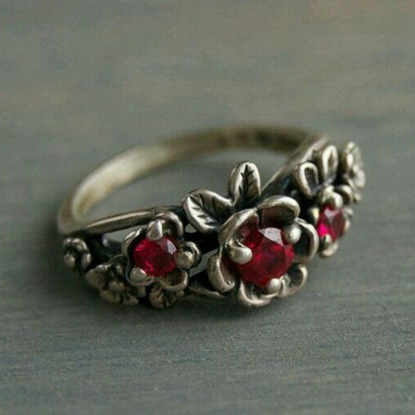 Anillo Retro de Zirconia Roja para Mujer - Image 5