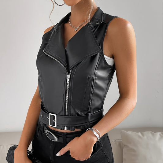 Chaqueta de Cuero Casual Versátil