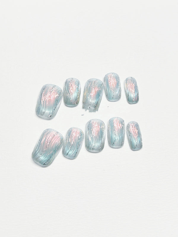 Uñas Postizas Ojo de Gato Azul