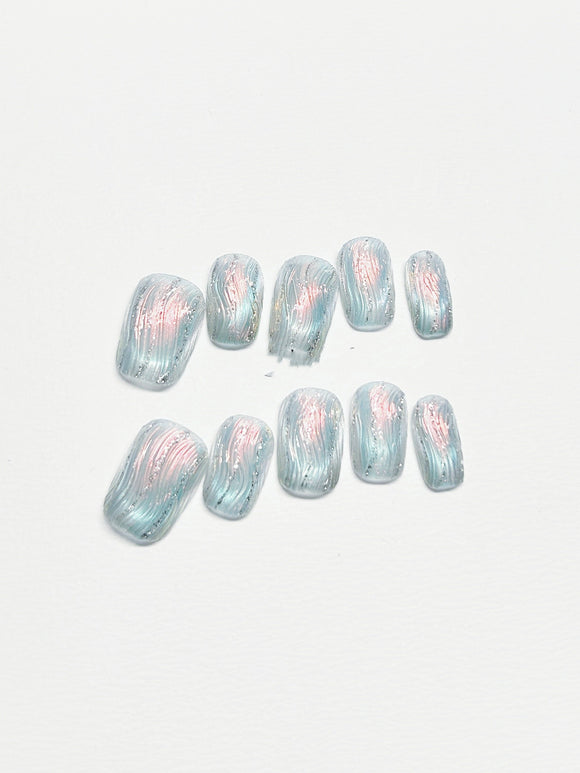 Uñas Postizas Ojo de Gato Azul