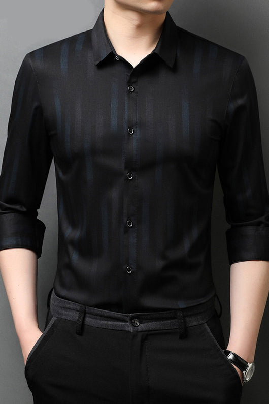 Camisa Manga Larga Algodón Mercerizado sin Planchado Rayas Hombre - Image 8