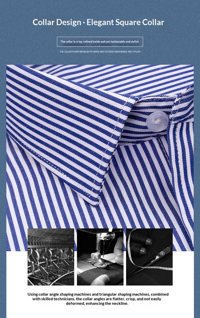 Camisa de Trabajo Manga Larga a Rayas Azules para Hombre - Image 17