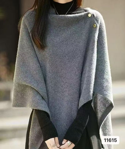 Poncho Capa Tejida Suelta para Mujer - Diseño Liso y Versátil - Image 10