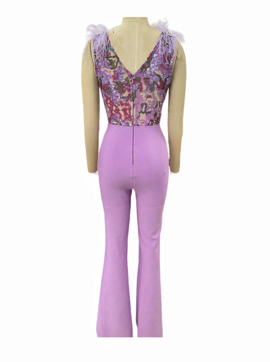 Jumpsuit de Talle Alto con Lentejuelas Bordadas para Mujer - Image 10