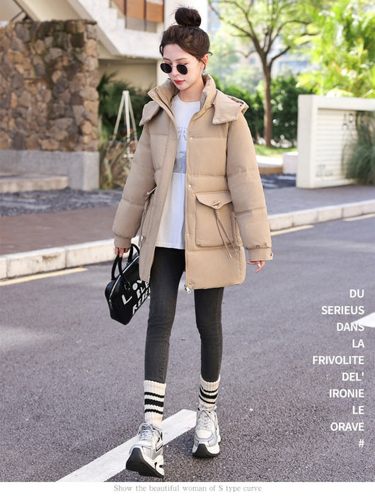 Abrigo de Invierno Coreano para Mujer - Algodón Grueso Largo - Image 8
