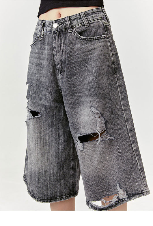 Pantalones Cortos Punk Rock Retro Americano Destructurados - Image 15