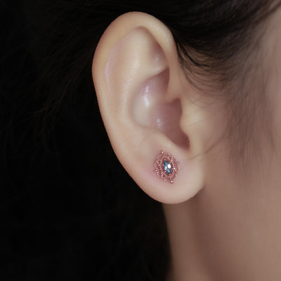 Aretes Azules Topa Hipoalergénicos para Mujer