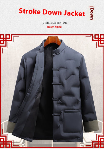 Abrigo Acolchado Estilo Tang Chino para Hombre - Invierno y Otoño - Image 8