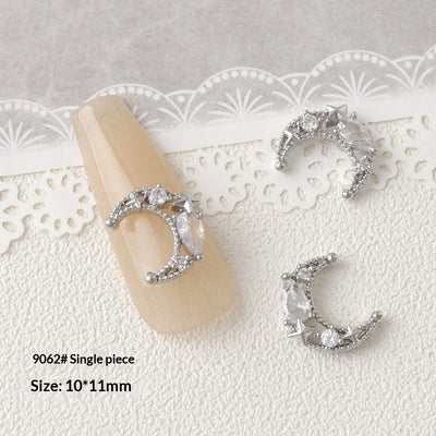 Accesorios de Decoración de Uñas con Moño de Circón Plateado - Image 18