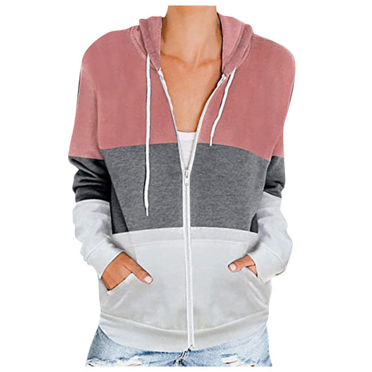 Cardigan Sudadera con Capucha y Contraste de Colores para Mujer - Estilo Europeo Otoño Invierno - Image 5