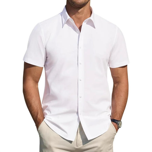 Camisa Elástica Manga Corta para Hombre Talla Grande