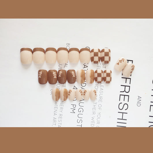 Parches de Uñas Adhesivos Kurixiang Latte - Diseño Pull Wear - Image 11