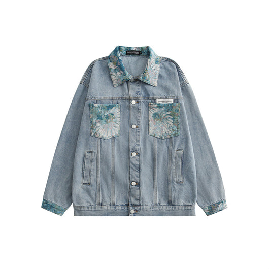 Chaqueta de Mezclilla Suelta Estampada para Parejas - Image 2