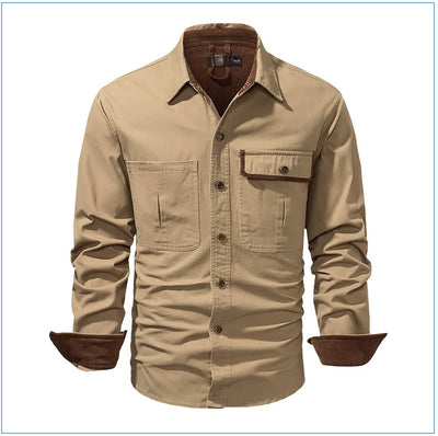 Camisa Polo de Manga Larga Algodón Lavado Tallas Grandes Hombre Color Sólido - Image 35
