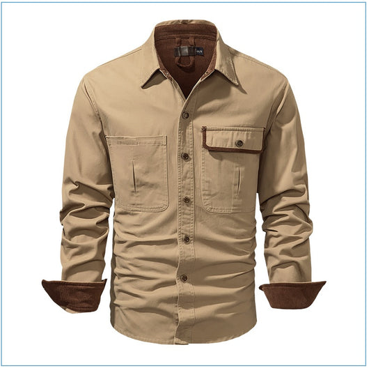 Camisa Polo de Manga Larga Algodón Lavado Tallas Grandes Hombre Color Sólido - Image 35
