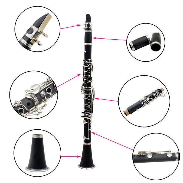 Clarinete Barilitón de Níquel 17 Llaves - Instrumento de Iniciación Profesional