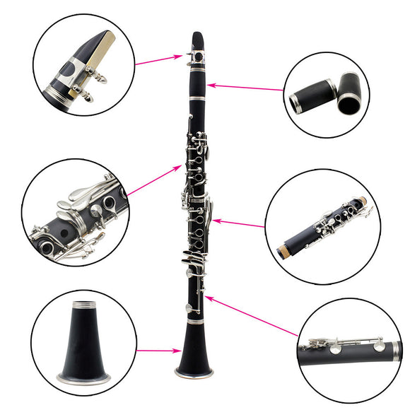 Clarinete Barilitón de Níquel 17 Llaves - Instrumento de Iniciación Profesional