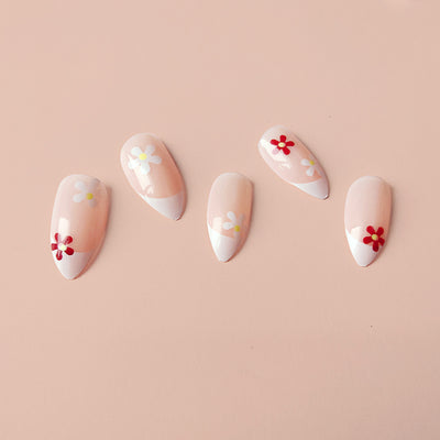 Parches de Uñas Nude Delicado - Diseño Floral Fingertip - Image 3