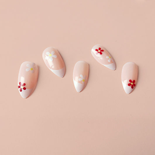 Parches de Uñas Nude Delicado - Diseño Floral Fingertip - Image 3