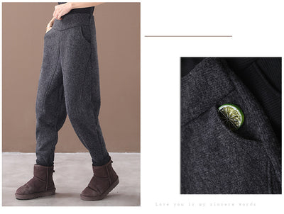 Pantalón Harem de Punto Lana Suelta Versátil - Image 11