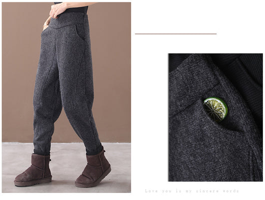 Pantalón Harem de Punto Lana Suelta Versátil - Image 11